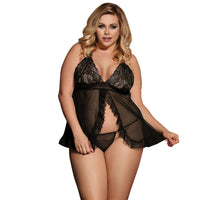 Oversized Two-piece Halter Lace See-through Nightdress