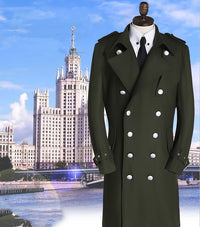 World War II Coat Woolen Coat Casual Windbreaker Korean Style Slim Long Warm Woolen Coat Metal Caviar