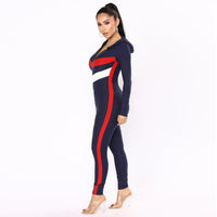 Women's Sexy Slim Stitching Hooded Jumpsuit