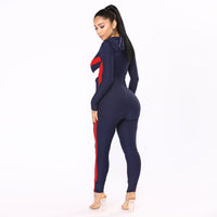 Women's Sexy Slim Stitching Hooded Jumpsuit
