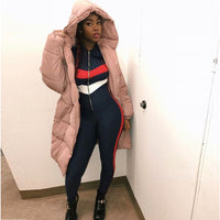 Women's Sexy Slim Stitching Hooded Jumpsuit