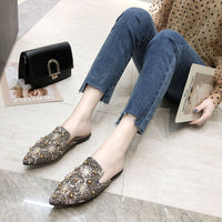 Baotou Half Slippers Women Flat Pointed Lazy Sandals And Slippers