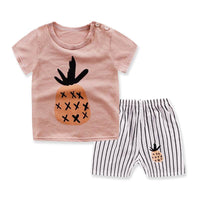 Children's Short-sleeved T-shirt Suit Cotton Baby Home Service
