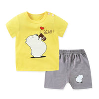 Children's Short-sleeved T-shirt Suit Cotton Baby Home Service