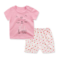 Children's Short-sleeved T-shirt Suit Cotton Baby Home Service