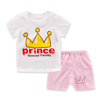 Children's Short-sleeved T-shirt Suit Cotton Baby Home Service