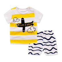 Children's Short-sleeved T-shirt Suit Cotton Baby Home Service
