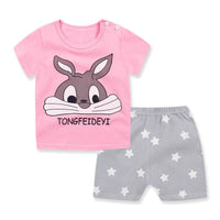 Children's Short-sleeved T-shirt Suit Cotton Baby Home Service