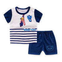 Children's Short-sleeved T-shirt Suit Cotton Baby Home Service