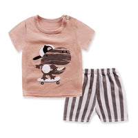 Children's Short-sleeved T-shirt Suit Cotton Baby Home Service
