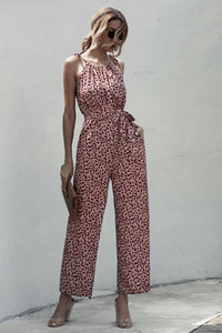 Dot Sling Halter Wide-Leg Casual Jumpsuit