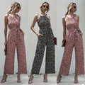 Dot Sling Halter Wide-Leg Casual Jumpsuit