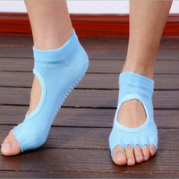 Yoga Socks Women Non-Slip Five-Finger Socks Fingerless Backless Ballet Dance Fitness Floor Socks