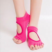 Yoga Socks Women Non-Slip Five-Finger Socks Fingerless Backless Ballet Dance Fitness Floor Socks
