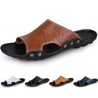 Slippers Men's Summer Leather Fashion Non-Slip Outer Wear Tide Sandals