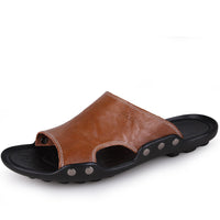 Slippers Men's Summer Leather Fashion Non-Slip Outer Wear Tide Sandals