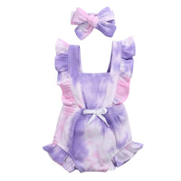 Tie-Dye Rompers Headband Ruffle Jumpsuit