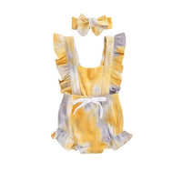 Tie-Dye Rompers Headband Ruffle Jumpsuit