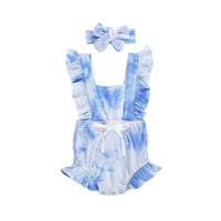 Tie-Dye Rompers Headband Ruffle Jumpsuit