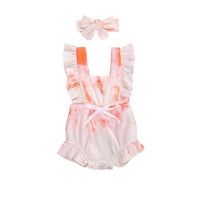 Tie-Dye Rompers Headband Ruffle Jumpsuit