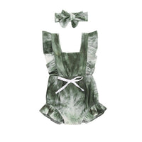 Tie-Dye Rompers Headband Ruffle Jumpsuit