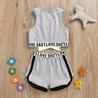 Sleeveless Top Shorts LOVE Letter Set