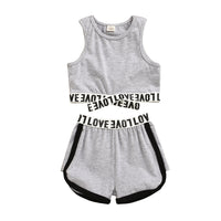 Sleeveless Top Shorts LOVE Letter Set