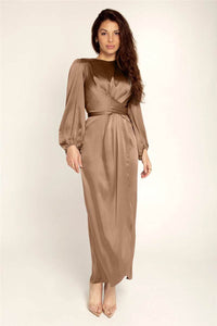 Feminine Tunic Jumpsuit European and American Dubai Satin Long Dress