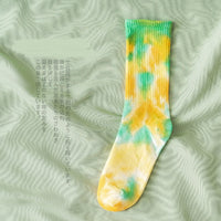 Tie-dye Street Trend High-top Tide Socks Men And Women Solid Color Cotton Socks