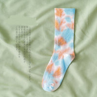 Tie-dye Street Trend High-top Tide Socks Men And Women Solid Color Cotton Socks