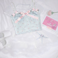 Hand-Made Summer New French Girl Fruit Green Lace Small Camisole Tube Top