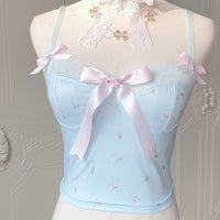 Hand-Made Summer New French Girl Fruit Green Lace Small Camisole Tube Top