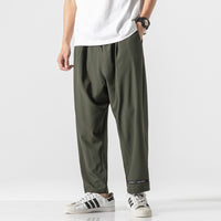 Japanese Large Size Thin Stretch Sports Cropped Trousers
