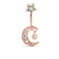 Moon Star Stainless Steel Belly Button Ring