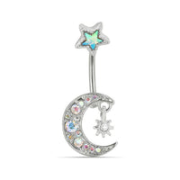 Moon Star Stainless Steel Belly Button Ring