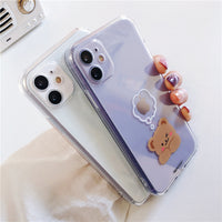 Simple Cartoon Bear Suitable For Mobile Phone Shell Apple 11promax All-Inclusive Camera XSMAX Lovers 7 Transparent Soft 8plus Anti-Fall Protective Cover