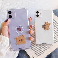 Simple Cartoon Bear Suitable For Mobile Phone Shell Apple 11promax All-Inclusive Camera XSMAX Lovers 7 Transparent Soft 8plus Anti-Fall Protective Cover