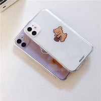 Simple Cartoon Bear Suitable For Mobile Phone Shell Apple 11promax All-Inclusive Camera XSMAX Lovers 7 Transparent Soft 8plus Anti-Fall Protective Cover