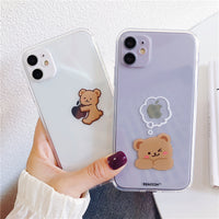 Simple Cartoon Bear Suitable For Mobile Phone Shell Apple 11promax All-Inclusive Camera XSMAX Lovers 7 Transparent Soft 8plus Anti-Fall Protective Cover