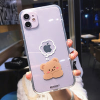 Simple Cartoon Bear Suitable For Mobile Phone Shell Apple 11promax All-Inclusive Camera XSMAX Lovers 7 Transparent Soft 8plus Anti-Fall Protective Cover