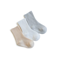 Childrens Spring Socks 3 Color Solid Color Stripes Summer Non-Slip Socks Set