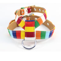 Colorful Collar Dog Walking Rope Canvas PU Combination Traction Rope Color Dog Chest Strap