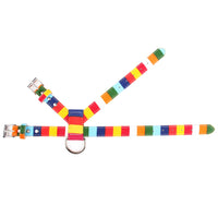 Colorful Collar Dog Walking Rope Canvas PU Combination Traction Rope Color Dog Chest Strap