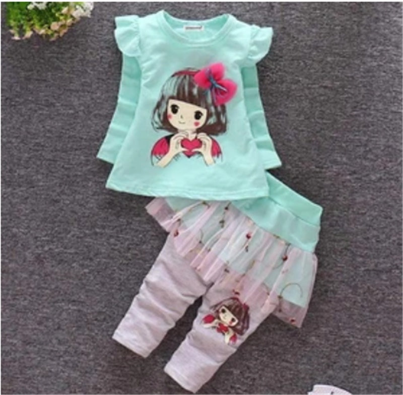 Girls' Spring Clothes for Girls' Infants and Toddlers' Spring Cotton Clothes Suits