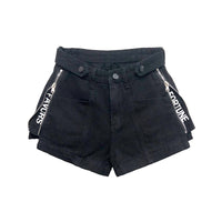Personalized Side Zipper Letter Split Denim Shorts Women's All-Match Hot Pants