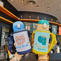 Outdoor Water Bottle With Straw And Portable Strap