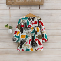 Animal King Park Girls Long Sleeve Baby Shirt Cotton Linen Shirt