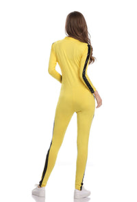 Kill Bill Costume Adult Women TV Film Bodycon Yellow Jumpsuit Motocycle Bosysuit Ninja Martial Arts Uniform Bruce Lee Overalls