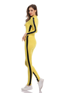 Kill Bill Costume Adult Women TV Film Bodycon Yellow Jumpsuit Motocycle Bosysuit Ninja Martial Arts Uniform Bruce Lee Overalls