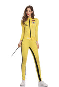 Kill Bill Costume Adult Women TV Film Bodycon Yellow Jumpsuit Motocycle Bosysuit Ninja Martial Arts Uniform Bruce Lee Overalls